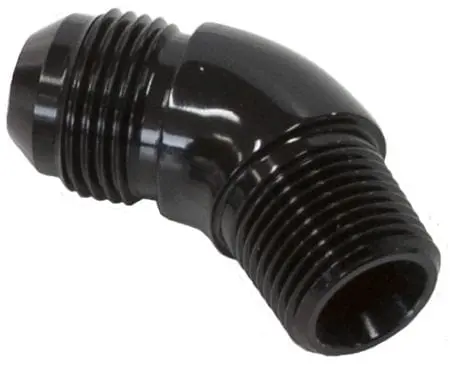 45° Npt-To-An Full-Flow Adapter – 3/8" Npt To -6An (Af523-06-06Blk) 1