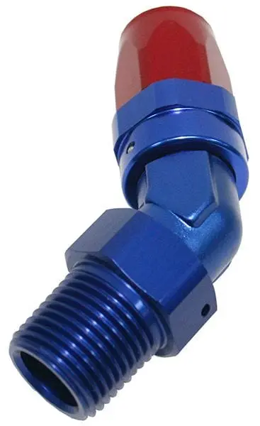 1/2" Male Npt To -8An 45° Swivel Hose Fitting – Tapered Seal, Aluminum Body 1