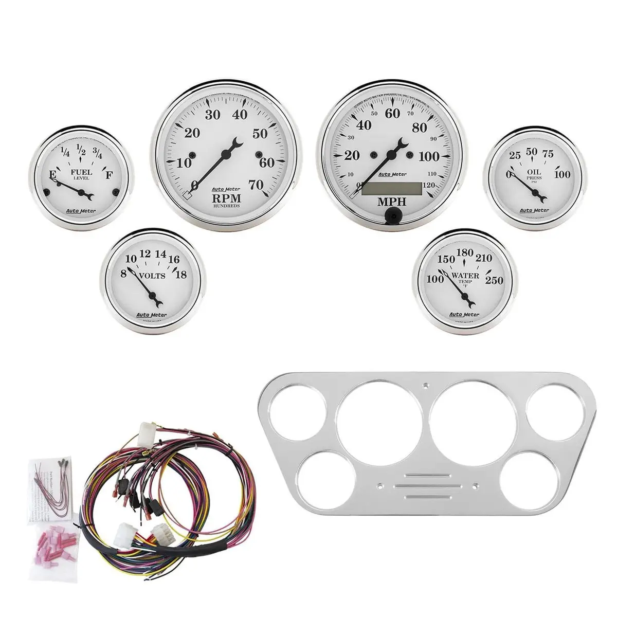 Autometer Old Tyme White Analog Gauge Cluster – Vintage Style 1