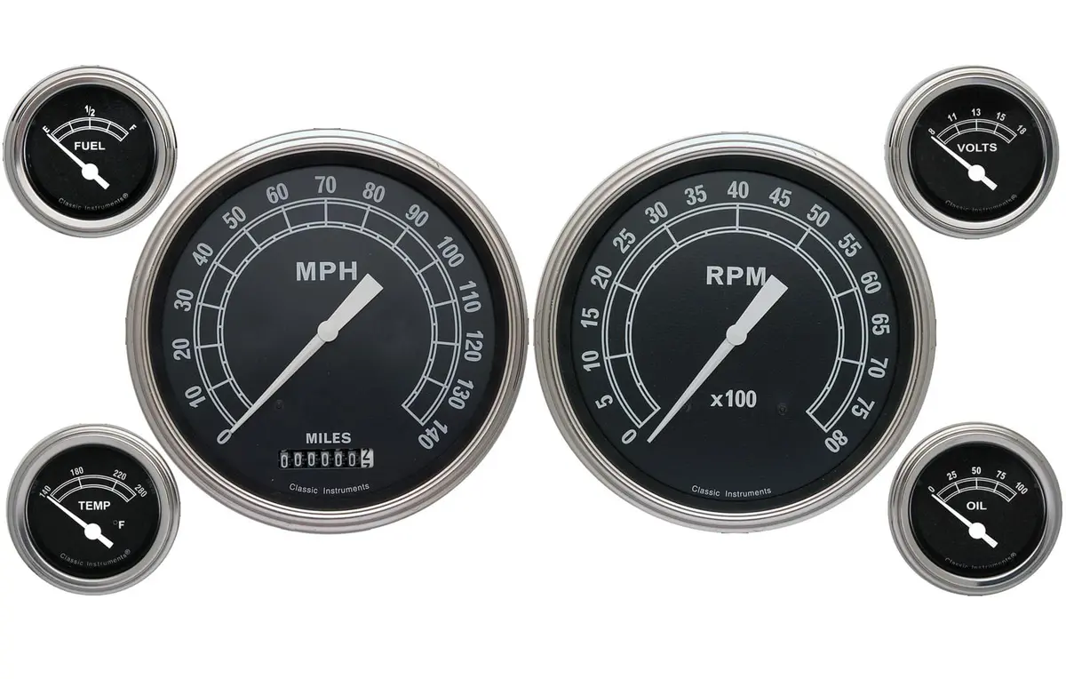 Classic Instruments Tr51Slf Traditional Gauge Set – 5-Gauge Cluster With Chrome Bezels 1