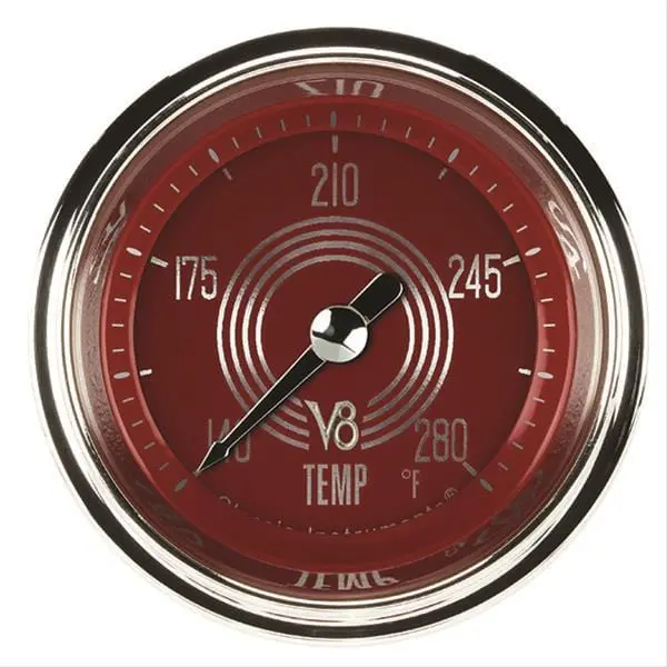 Classic Instruments V8 Red Steelie Series Analog Gauge Set – 6-Gauge Dash Pack – V8Rs126Shc-06 1