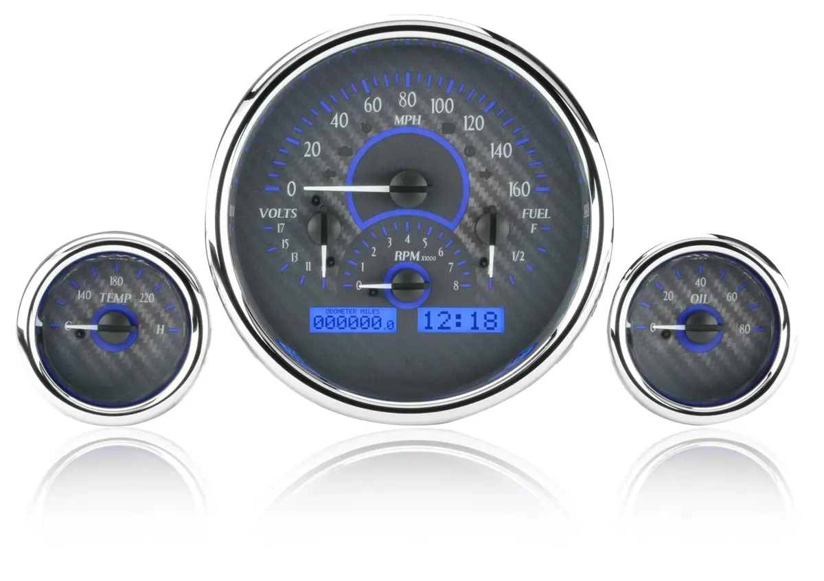 Dakota Digital Vhx-1013-C-B Universal Analog Gauge Kit – Round Style 1